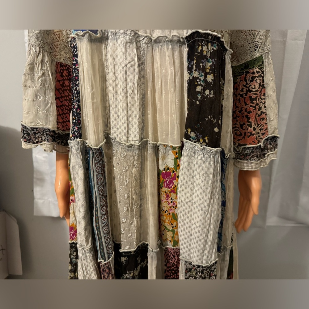 Cool Young Threads Size L Gray Patchwork 3/4 Slee… - image 3